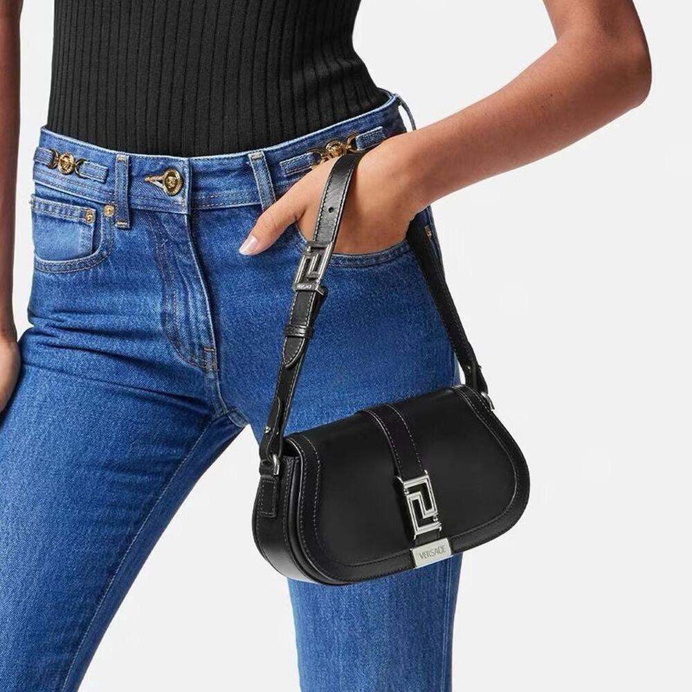 BNWT Versace Greca Goddess Shoulder Bag leather Black Women $1,525 - Picture 3 of 7